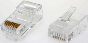 Modularstecker, RJ45(8p8c), 15 µ, Inhalt: 10 Stück, für Flachkabel